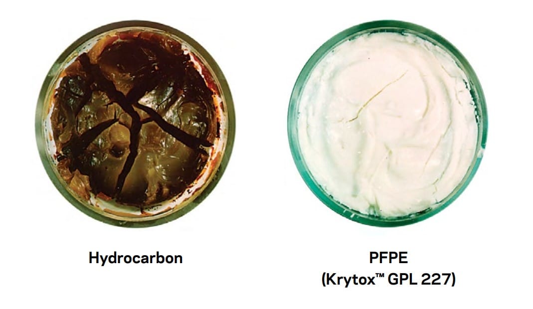temperature test hydrocarbon vs PFPE_DGE